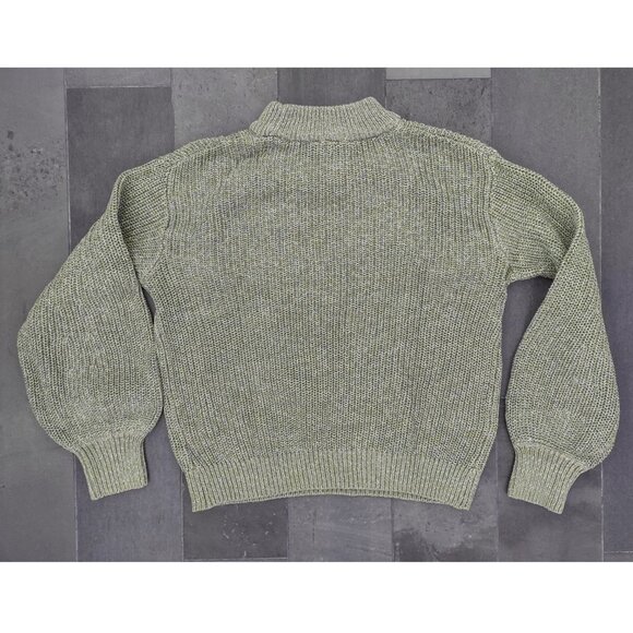 H&M sage green mock neck sweater with metallic thread - S - Picture 2 of 8